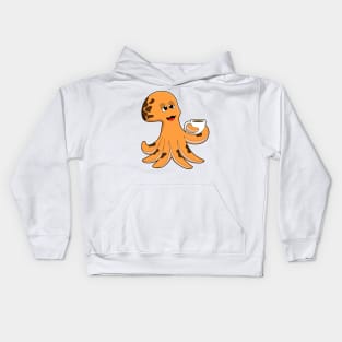 Octopus with Cup of Coffee Kids Hoodie